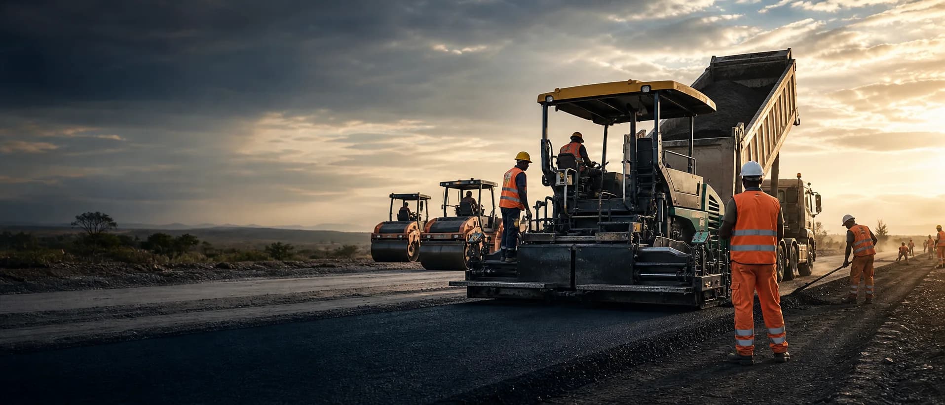 Operação de pavimentação e infraestruturas rodoviárias
